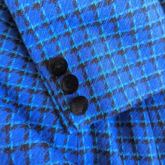PENDLETON Vintage Blue Black Plaid Velvet Collared Wool Blazer Skirt Set Size 6 - Picture 13 of 16